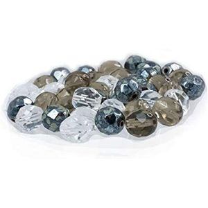 Creative-Beads Glasparel Boheemse glazen geslepen kraal gepolijst rond, 8 mm, 45 kralen, parelmix kristalgrijs