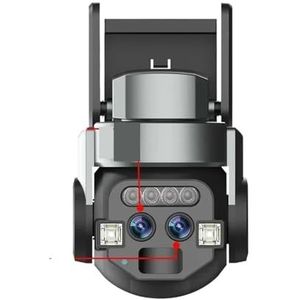 Bewakingscamera, 6MP Dual Lens Camera HD 10X Zoom Buiten PTZ AI Mobiele detectie Intelligente tracking Kleurlicht Nachtzichtmonitoring(6MP Camera Add 64GB)