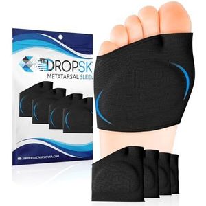 Metatarsal Mouw met Gel Pads - 2 paar - Bal van voetkussens met zachte gel, stofcompressie - Help Metatarsalgie, Mortons, Neuroma, Eelt Blaren, Diabetische Voeten - voor vrouwen, heren - zwart