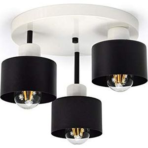 Plafondlamp | Zwart koper | 3 vlammen | Lamp 3 x E27 | 230V | Retro-ontwerp | 382-e3 Skandi (wit)