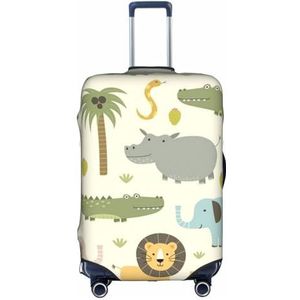 IguaTu Safari Animals Bagagehoes, trolleykoffer, beschermende elastische hoes, krasbestendige bagagehoes, geschikt voor bagage van 45 - 70 cm, Wit, M