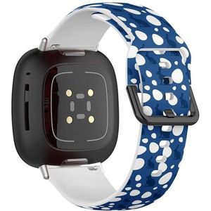 Zachte sportband compatibel met Fitbit Sense / Sense 2 / Versa 4 / Versa 3 (Easter Classic Blue Happy) siliconen armband accessoire