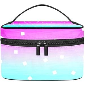 Roze blauwe make-up organizer tas, reismake-up tas organizer case draagbare cosmetische tas voor vrouwen en meisjes toiletartikelen, Meerkleurig, 22.5x15x13.8cm/8.9x5.9x5.4in