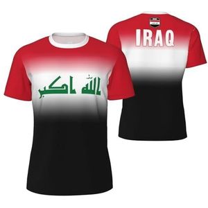 Sport Mesh T-Shirt Geleidelijke Irak Vlag Tees 3D Gedrukt voor Fitness Running Fiets Voetbal Tennis Voetbal, Meerkleurig, M