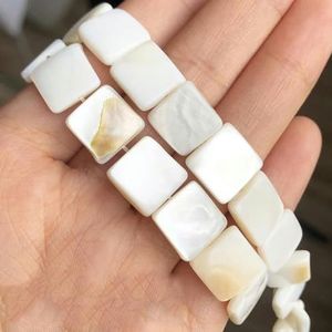 Natuurlijke witte zoetwater schelp kralen kralen hart ster ronde parelmoer losse kralen voor sieraden maken DIY armband-6mm vierkant