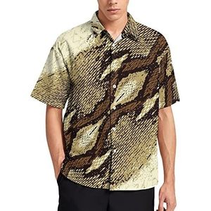 Snake Skin Streep Patroon Hawaiiaanse Shirt Voor Mannen Zomer Strand Casual Korte Mouw Button Down Shirts met Zak