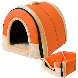 Hondenmand Warm Hondenhok Huis Lounge Voor Katten Medium Kleine Hond Binnen Warm Opvouwbaar Wasbaar Huisdierbed (Color : Orange, Size : 45X38X36cm)