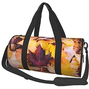 Sport Gym Bag Reizen Duffel Bag Herfst Bladeren Van Esdoorn Print Overnachting Tas, Zwart, Eén maat, Reisplunjezak