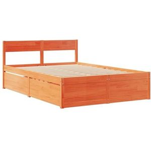 vidaXL Bedframe met lades massief grenenhout wasbruin 140x190 cm, bed, bed ombouw, boxspring, bedbodem, slaapkamermeubel, 2 persoonsbed