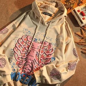 Skull Print Dames Oversize Hoodie Y2K Harajuku Losse sweatshirts Pullover Vrouwen Paren Tops Herfst Sweatshirt met lange mouwen