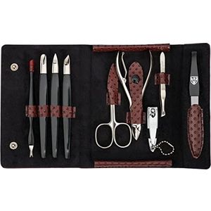 DREI SCHWERTER Germany nagelverzorgingsset nageletui 'Grosseto' - 9-delig van wijnrood kunstleer, inhoud: huidschaar, nageltang, saffier nagelvijl, nagelknipper, pincet en nog veel meer!