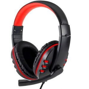 Retoo Gaming headset, hoofdtelefoon met kabel voor PS4, PS5, PC, Xbox, gamer hoofdtelefoon met microfoon, bekabelde headset met microfoon, 18 cm x 18,5 cm x 7 cm, zwart-rood