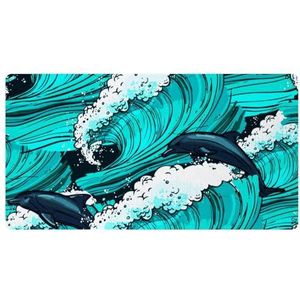 VAPOKF Sea Turquoise Dolfijn Keukenmat, antislip wasbaar vloertapijt, absorberende keukenmatten, lopers voor keuken, hal, wasruimte