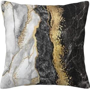 YUNWEIKEJI Zwart wit goud folie marmer, kussensloop decoratieve kussensloop zachte polyester kussenslopen 45x45 cm