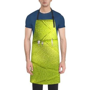 ZhaoYuGoods Corgi bloemenschorten met zakken voor dames en heren, stijlvolle keukenschorten voor keuken, tuinieren, salon, ideale schort met print, Boom Blad Textuur ader, Eén maat