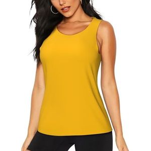 Workout Tanktops voor Vrouwen Amber Geel - Slim Fit Crew Neck Vest Top Sport Running T-Shirt Mouwloze Tanktop Zomer Atletische Yoga Vesten, 3 D, S