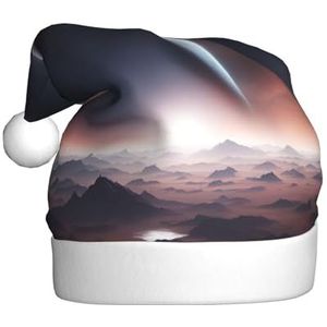 SSIMOO Space Planet pluche kerstmuts voor volwassenen, feestelijke feesthoed, ideaal feestaccessoire voor bijeenkomsten