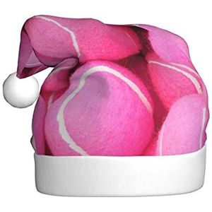 OPSREY Heldere Roze Tennisballen Gedrukt Kerstmuts Volwassen Unisex Kerstmuts Kerst Nieuwjaar Vakantie Party Supplies