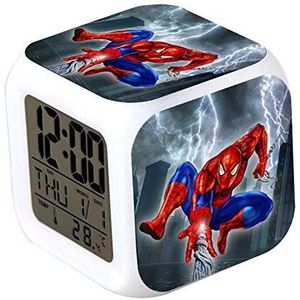 Spiderman Wekker Kleurrijke Cartoon Karakter LED Wekker Reizen 3D Nachtlampje Tafel - Kindercadeau, 001