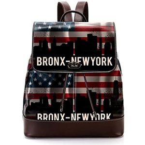 Vintage Bronx-New York City Amerikaanse vlag gepersonaliseerde casual dagrugzak tas voor tiener, Meerkleurig, 27x12.3x32cm, Rugzak Rugzakken