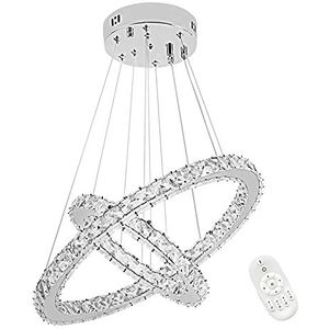 NAIZY 48W LED Kroonluchter Creatieve Hanglamp Plafondverlichting Pendellamp voor Woonkamer Gang Slaapkamer Twee Ringen (Φ: 30cm+50cm) - 48W Dimbaar