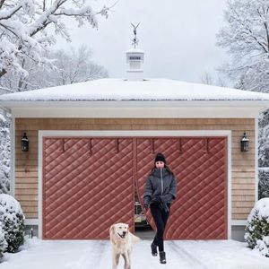 Magnetische isolatie gordijnen, Magnetische thermisch geïsoleerde deur, 214x244cm garagescherm isolatie afdekgordijnen(Brown,366x214cm)