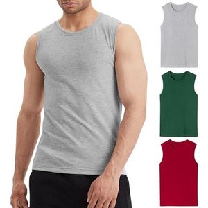 LiKing Onderhemd heren onderhemden gym tank top spiershirts ondershirt katoen okselshirts sport tanktop mannen 3/6 pak mouwloos 8301, 3-delig veelkleurig, XL