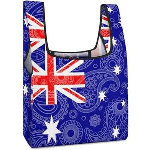 Australië Paisley Vlag Herbruikbare het Winkelen Zakken Opvouwbare Boodschappentassen Grote Vouwbare Tote Bag met Lange Handvatten