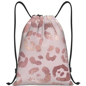 YWSOTRE Luipaardprint Cheetah Rose Goud, Trekkoord Sackpack Unisex String Tas Sport Gym Tas Casual Dagrugzak Trekkoord Rugzak, M, zoals afgebeeld, Eén maat