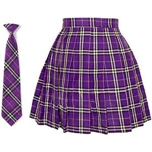Dames meisjes geruite geplooide rok hoge taille Japanse schooluniform A-lijn geplooide JK rok skatertennis, Stropdassen-, L