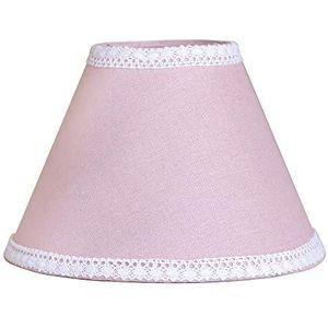 Grafelstein Lampenkap ZOE, Ø 30 cm, roze zachtroze met witte kant rand kinderkamer landhuis, lampenkap groot, E14 en E27 geschikt