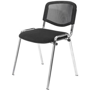 Topsit Kantoor & More wachtkamerstoel, stapelbare bezoekersstoel met zacht gevoerde zitting en rugleuning van net, metalen frame, bureaustoel, vergaderstoel voor receptie, pauzes, ruimte (zwart)
