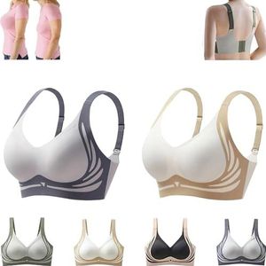Libiyi BH for oudere vrouwen, Super Gather BH, draadloze push-up BH, anti-verzakking BH, ontworpen door een 60-jarige grootmoeder(01,XXL)