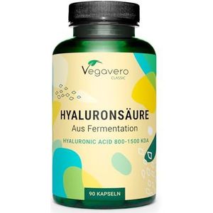 Vegavero HYALURONZUUR capsules | Hoge dosis - 600 mg | 90 capsules voor 3 maanden | 800-1500 kDa hoog molecuulgewicht | Hyaluronzuur | Laboratorium getest | Geen additieven en veganistisch
