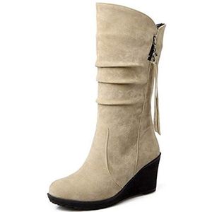 Cocey Dames sleehak lange schacht laarzen, mat beige, 47 EU