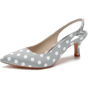 SYDZSW Satijn Naaldhak Trouwschoenen Hoge Hakken Bruidsschoenen Ivoor Sandaal Bride 35-43, Zilver, 43 EU