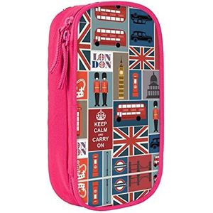 Engeland Symbolen Gedrukt Hoge Capaciteit Potlood Pen Case, Duurzaam Potlood Tas Pouch Box Organizer Hoesjes, voor Mannen Vrouwen, roze, Eén maat, Tas Organizer