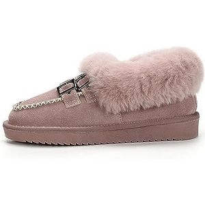 Dames sneeuwlaarzen van echt rundleer, warm, klassiek, enkelhoog, damesschoenen, Roze, 40 EU