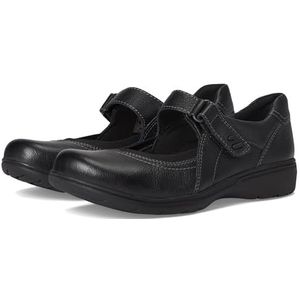 Clarks Carleigh Madi Mary Jane Flat voor dames, Zwart leder, 4 UK Wide