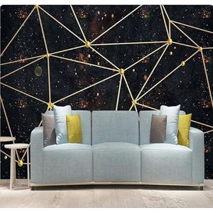 Vintage Geometrische Gouden Lijn Kunst 3D Behang Huis Kantoor Home Eetkamer Bank Slaapkamer Woonkamer TV Achtergrond Muur-300cm×210cm