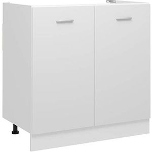 Rantry Mobili Onderkast voor wastafel, wit, 80 x 46 x 81,5 cm, van spaanplaat, verticale kast, ruimtebesparend, rek met vakken, staand rek voor woonkamer, werkkamer