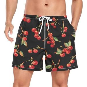 Niigeu Naadloze Art Fruit Cherries Zwembroek voor heren, sneldrogend, met zakken, Leuke mode, XL
