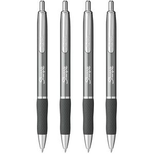 Sharpie S-Gel Pennen, medium punt, 0,7 mm, zwarte inkt, metalen vat, gelpennen, staal, gunmetal grijs, 4 stuks