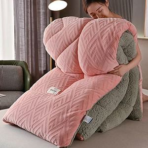 UIHECTA Warm En Dik Winter Dekbed, Dubbelzijdig Dik WinterDekbed, Warm Houden Ademend Lam Kasjmier Dekbedden, Beddegoed Fleece Dekbedden, Voor Slaapkamer Thuis,Pale pink g,200×230cm A