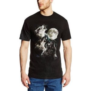 The Mountain Heren Three Wolf Moon T-shirt met korte mouwen, zwart 1, S, zwart/antraciet, M