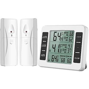 Draadloze Digitale Koelkast Alarm Thermometer Koelkast Thuis Binnen Buiten Sensor Thermometer Klok Batterij Aangedreven Nauwkeurige Monitor(B)