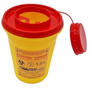 TIGA-MED Afwerpcontainer | 1 liter / 1000 ml | canulebox afvaldoos canuenverzamelaar naaldafvalcontainer