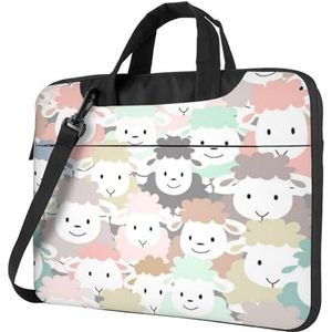 ASEELO Underwater World Business Laptop Tassen Messenger Aktetas Computer Tas met Schouder Compatibel voor Werk, Schattig kleurrijk schaap cartoon patroon, 15.6 inch Laptop bag