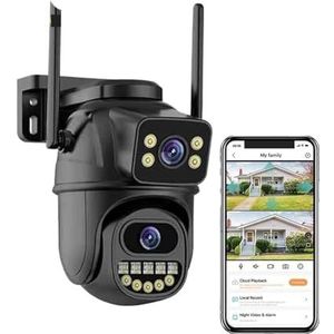Bewakingscamera, 4K 8MP WiFi-bewakingscamera, dubbele lens, 4x digitale zoom, AI menselijke detectie, PTZ IP-camera's for buitenbeveiliging(8MP Add 128G Card)