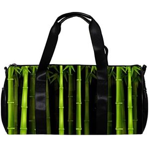 Ronde Gym Sport Duffel Bag met Afneembare Schouderriem Achtergrond Bamboe Bos 's Nachts Training Handtas Nachts Tas voor Vrouwen en Mannen, Meerkleurig, 45x23x23cm/17.7x9x9in